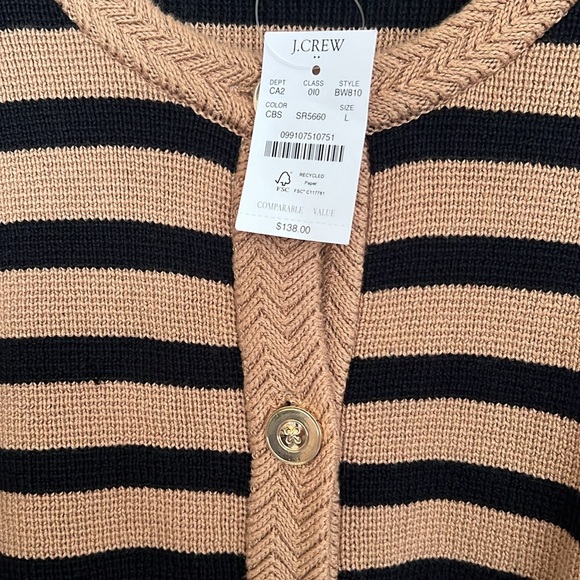 J.Crew camel and black striped sweater jacket. New with tags - Picture 2 of 3